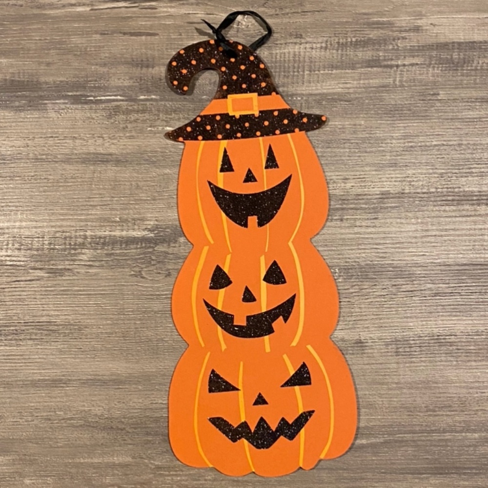Pumpkins witch hat door wall decor